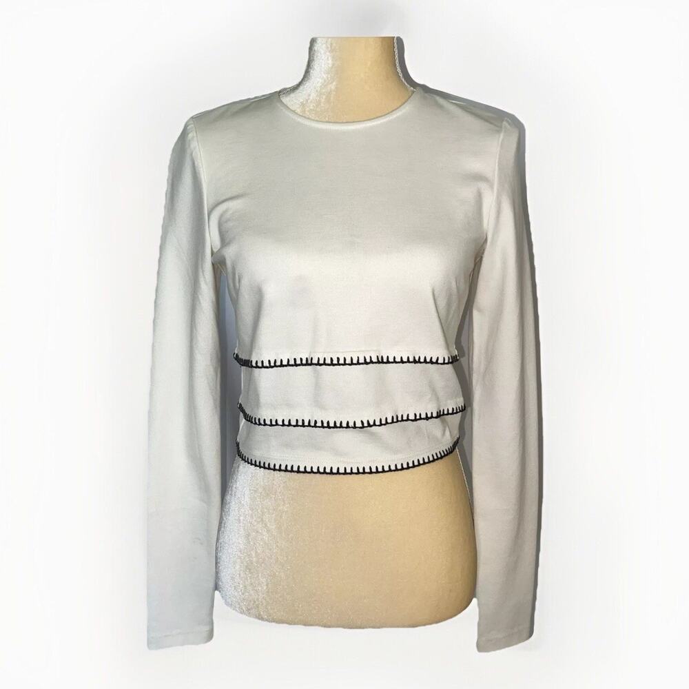 Torn By Ronny Kobo White Long Sleeve Crop Top Size XS